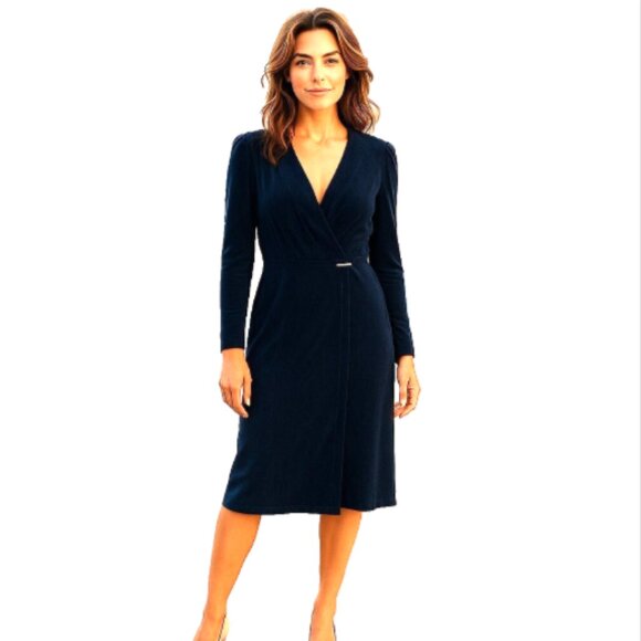 VTG Black Velvet Wrap Dress Sz 12 Midi Holiday Christmas Cocktail Party - Picture 11 of 11